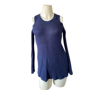 Willow & Clay from Nordstrom Waffle Tunic Cold Shoulder Sweater Small Navy